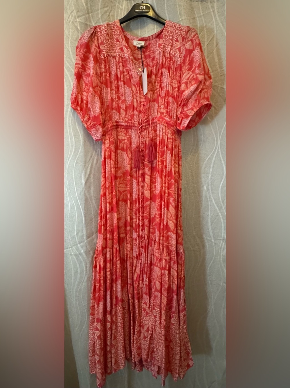 Elan Coral Pink Printed Maxi Dress